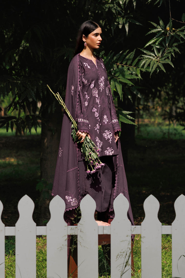 Plum Aura plum premium karandi 3-piece with shirt, trouser and shawl, Panache Apparel Winter Garden - image 5 of 11