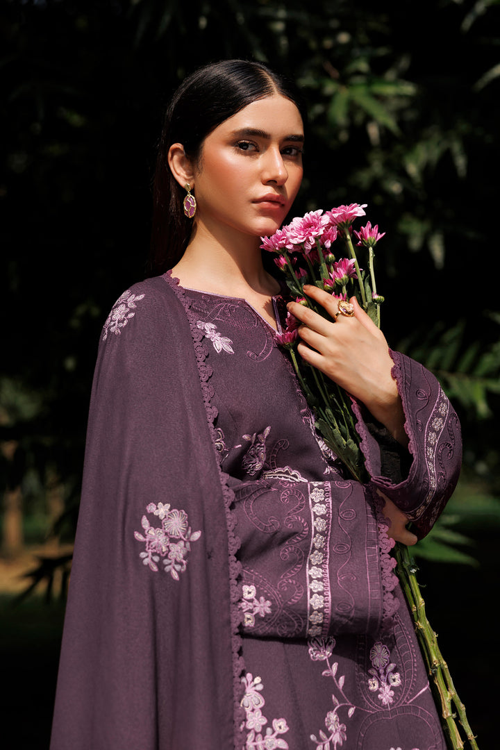 Plum Aura plum premium karandi 3-piece with shirt, trouser and shawl, Panache Apparel Winter Garden - image 10 of 11