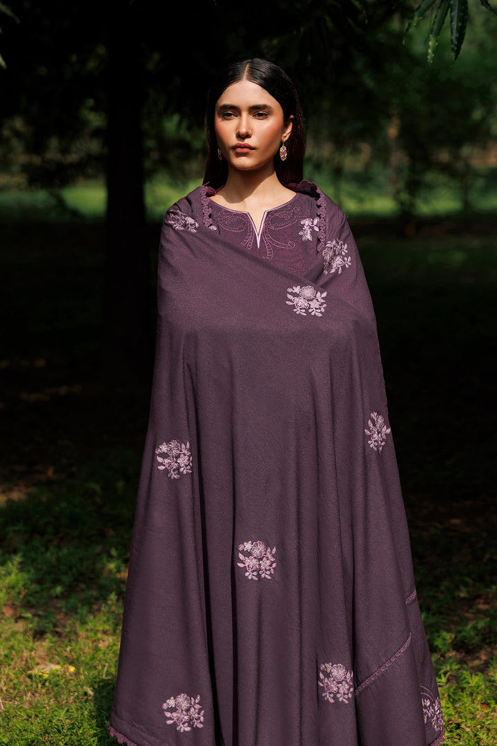 Plum Aura plum premium karandi 3-piece with shirt, trouser and shawl, Panache Apparel Winter Garden - image 7 of 11