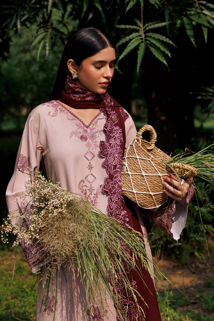 Vionne cream pink premium karandi 3-piece with plum shawl, Panache Apparel Winter Garden - image 8 of 8