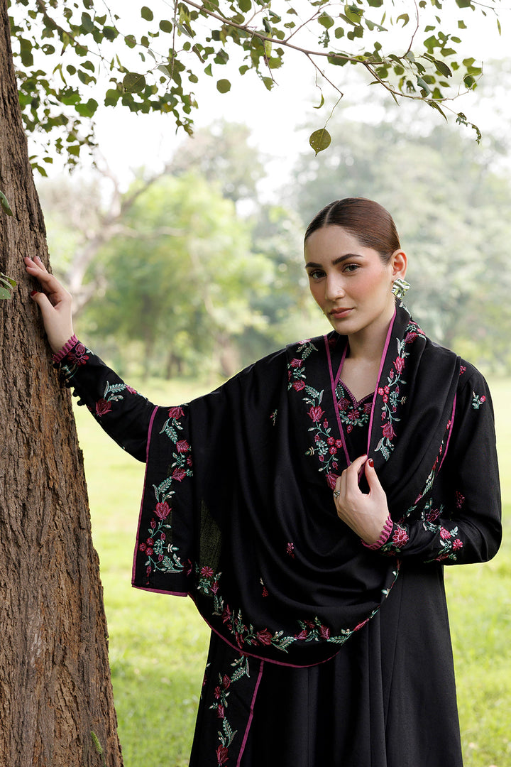 Night Bloom black premium karandi 3-piece with shirt, trouser and shawl, Panache Apparel Winter Garden - image 10 of 10
