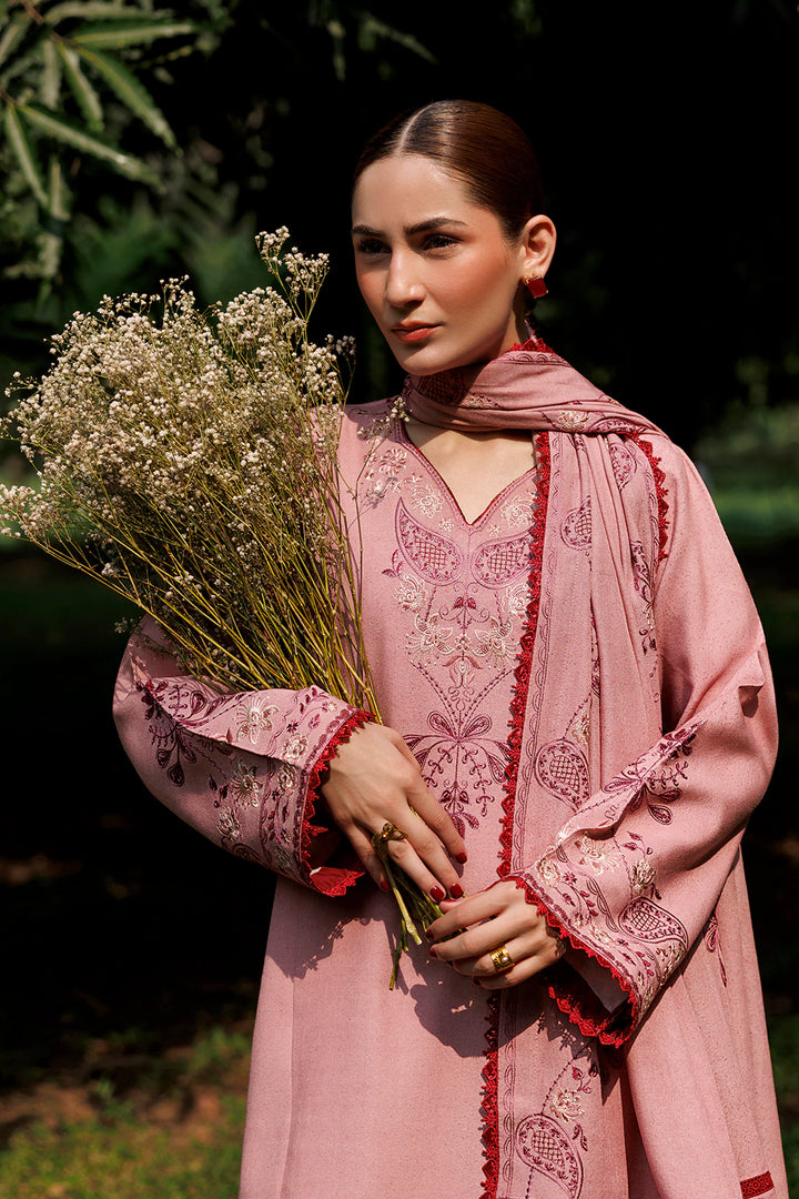 Dusty Rose dusty pink premium karandi 3-piece with shirt, trouser and shawl, Panache Apparel Winter Garden - image 10 of 10