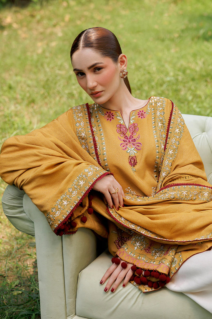 Amber Muse mustard premium karandi 3-piece with shirt, trouser and shawl, Panache Apparel Winter Garden - image 11 of 11