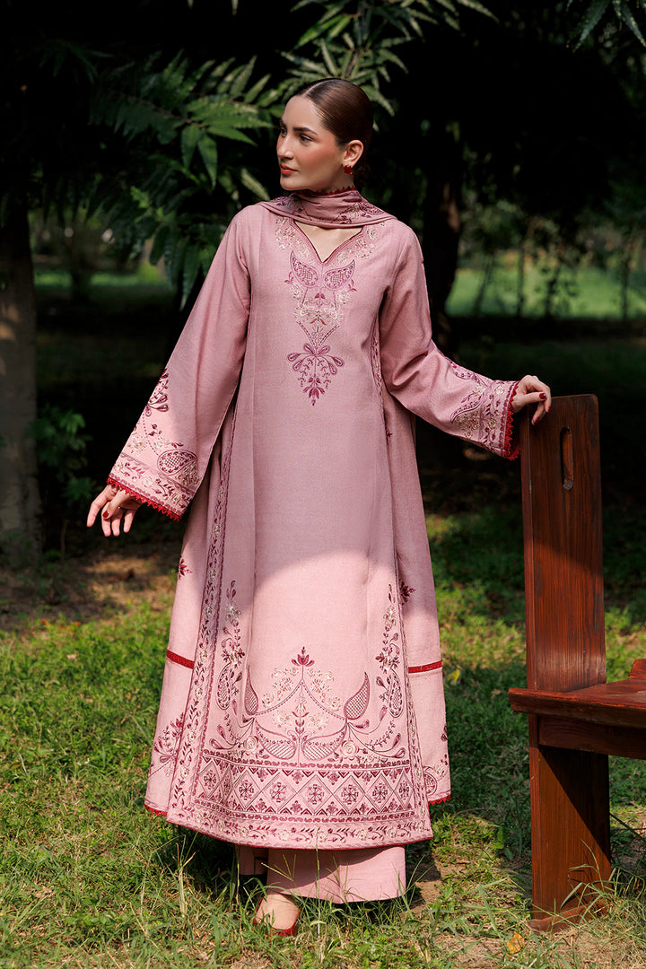 Dusty Rose dusty pink premium karandi 3-piece with shirt, trouser and shawl, Panache Apparel Winter Garden - image 2 of 10
