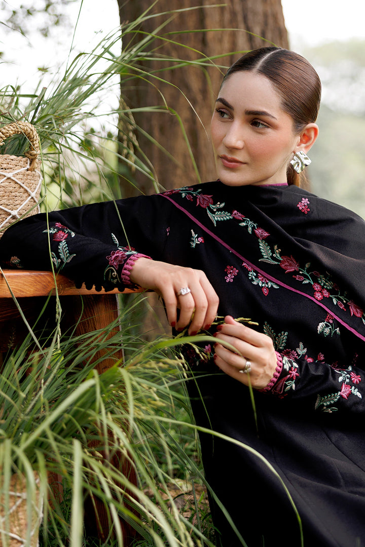 Night Bloom black premium karandi 3-piece with shirt, trouser and shawl, Panache Apparel Winter Garden - image 6 of 10