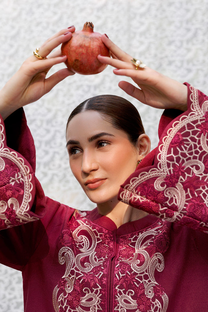 Maroon Muse maroon premium karandi 3-piece with shirt, trouser and shawl, Panache Apparel Winter Garden - image 4 of 6