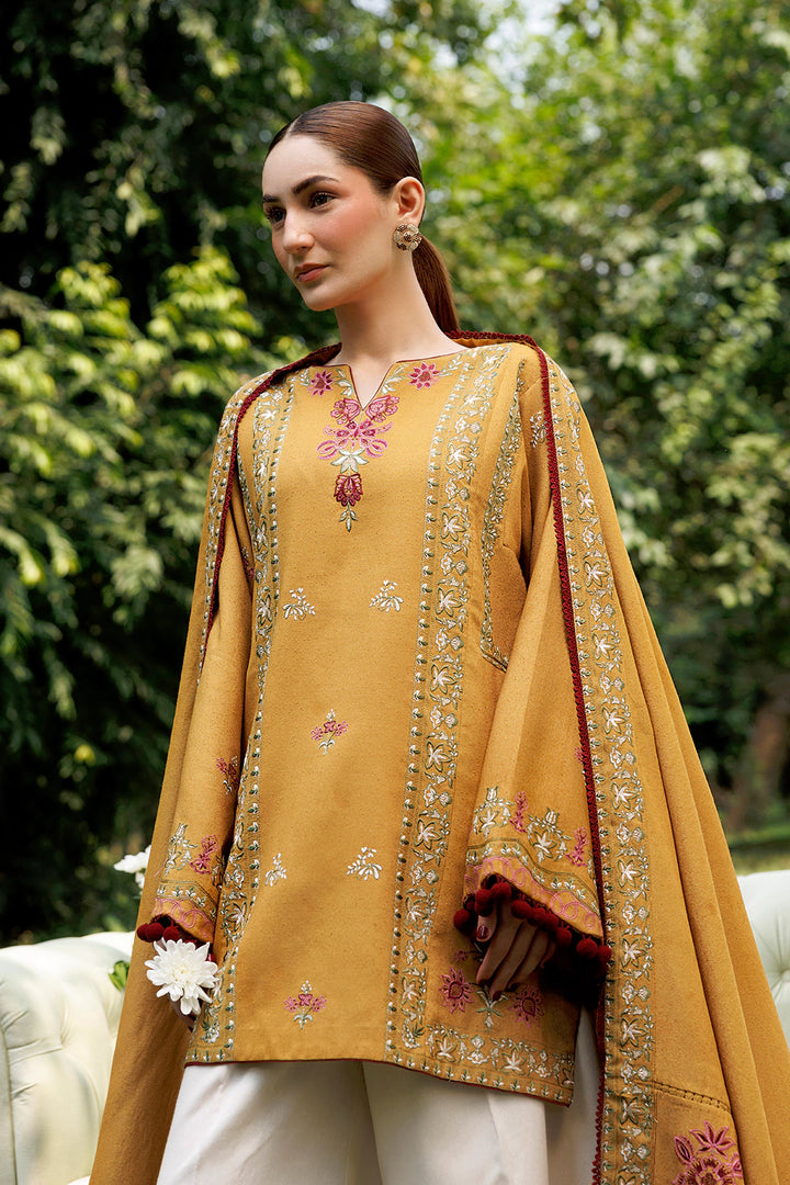 Amber Muse mustard premium karandi 3-piece with shirt, trouser and shawl, Panache Apparel Winter Garden - image 7 of 11