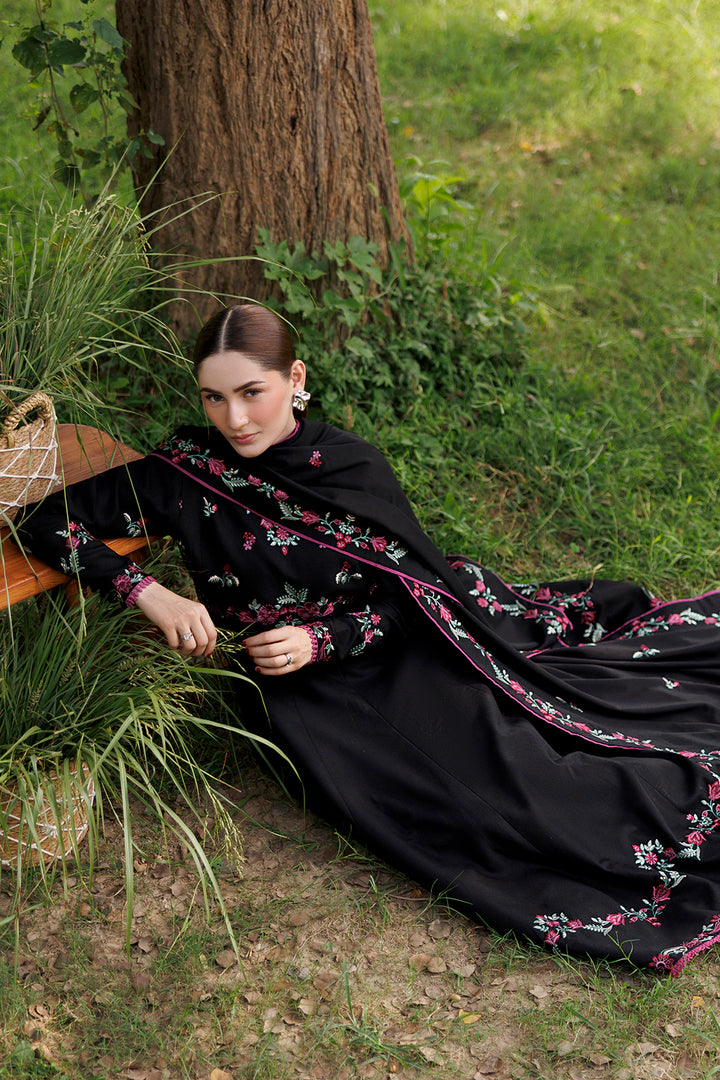 Night Bloom black premium karandi 3-piece with shirt, trouser and shawl, Panache Apparel Winter Garden - image 7 of 10