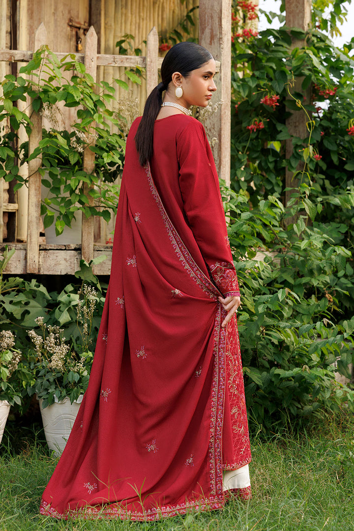 Crimson Grace crimson red premium karandi 3-piece with shirt, trouser and shawl, Panache Apparel Winter Garden - image 3 of 9