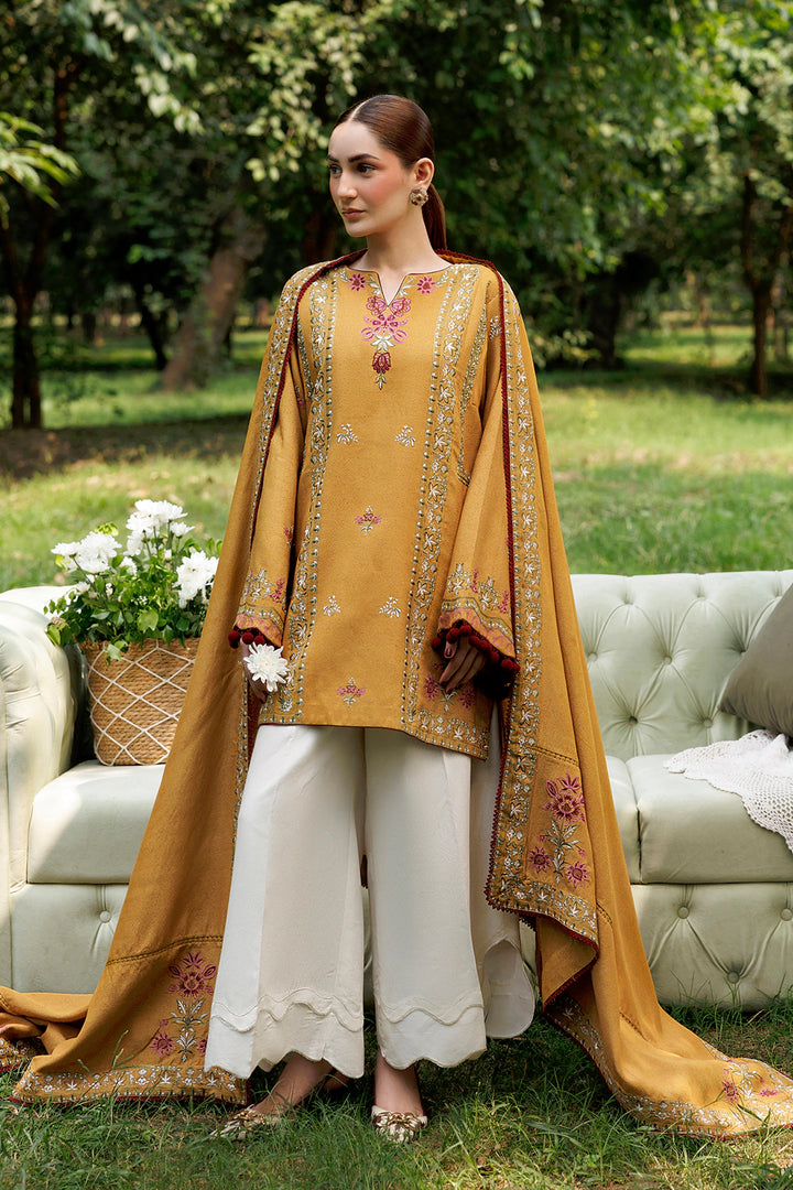Amber Muse mustard premium karandi 3-piece with shirt, trouser and shawl, Panache Apparel Winter Garden - image 1 of 11