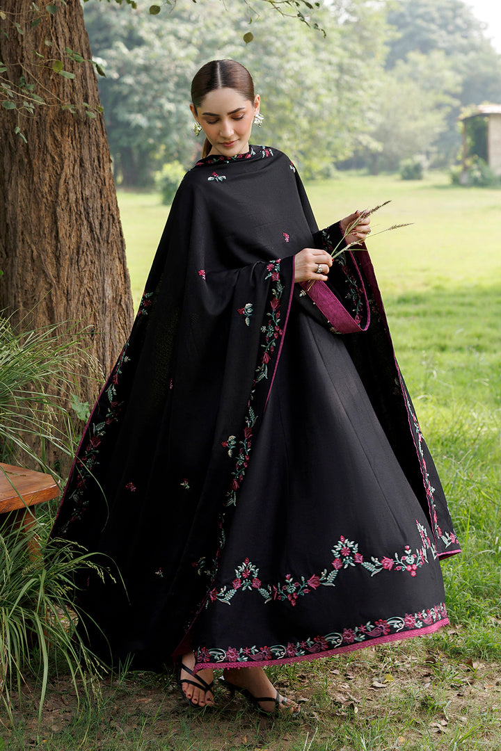 Night Bloom black premium karandi 3-piece with shirt, trouser and shawl, Panache Apparel Winter Garden - image 8 of 10