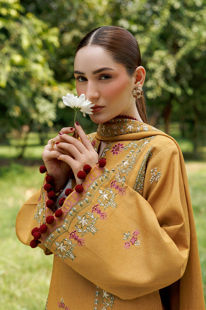 Amber Muse mustard premium karandi 3-piece with shirt, trouser and shawl, Panache Apparel Winter Garden - image 8 of 11