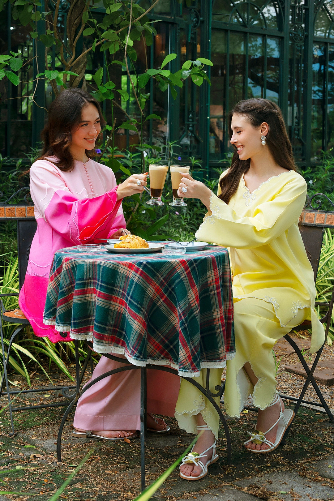Sunshine butter yellow rayon silk 2-piece co-ord with cutwork trims | Panache West, view 12
