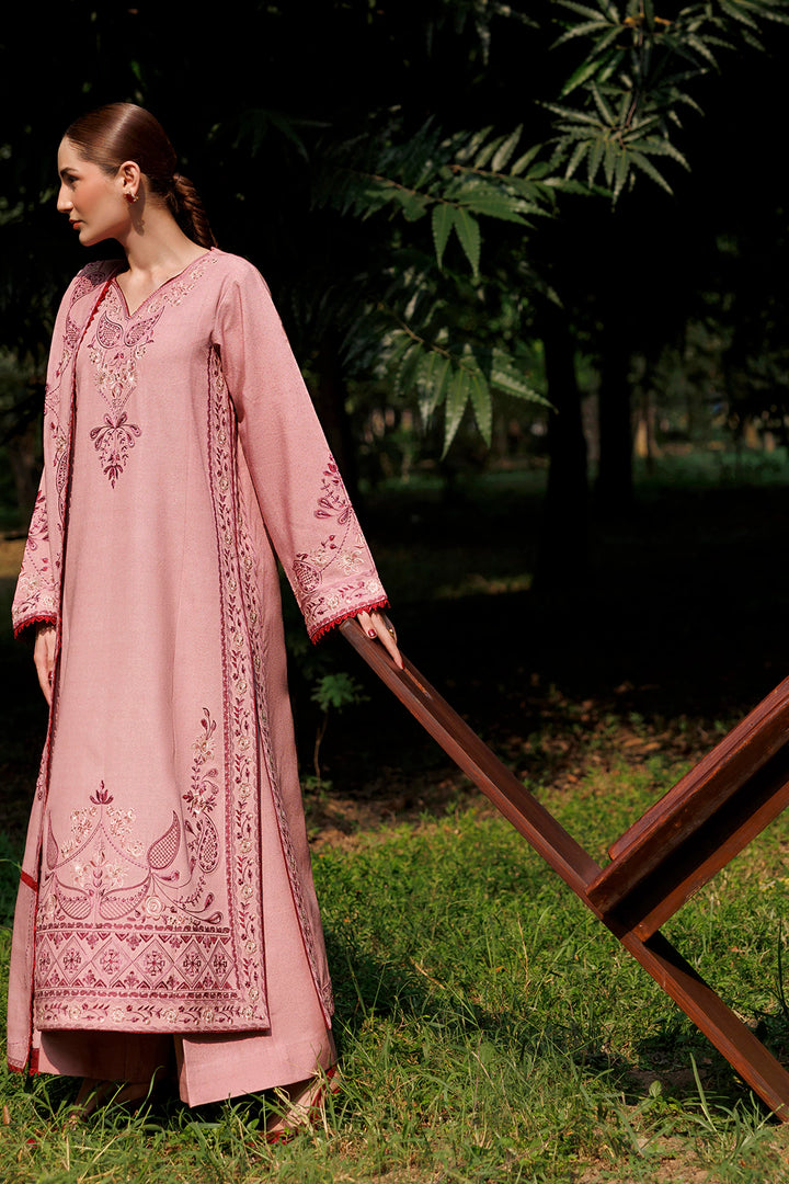Dusty Rose dusty pink premium karandi 3-piece with shirt, trouser and shawl, Panache Apparel Winter Garden - image 6 of 10