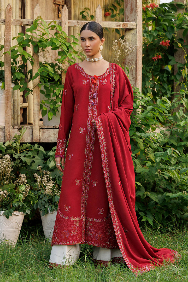 Crimson Grace crimson red premium karandi 3-piece with shirt, trouser and shawl, Panache Apparel Winter Garden - image 1 of 9