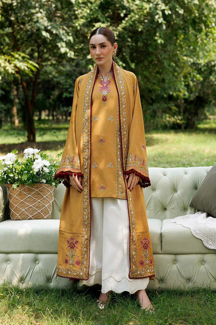 Amber Muse mustard premium karandi 3-piece with shirt, trouser and shawl, Panache Apparel Winter Garden - image 3 of 11