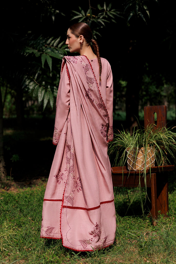 Dusty Rose dusty pink premium karandi 3-piece with shirt, trouser and shawl, Panache Apparel Winter Garden - image 7 of 10
