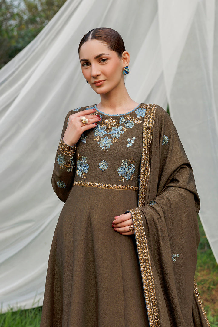Olive Poise olive brown premium karandi 3-piece with shirt, trouser and shawl, Panache Apparel Winter Garden - image 8 of 8