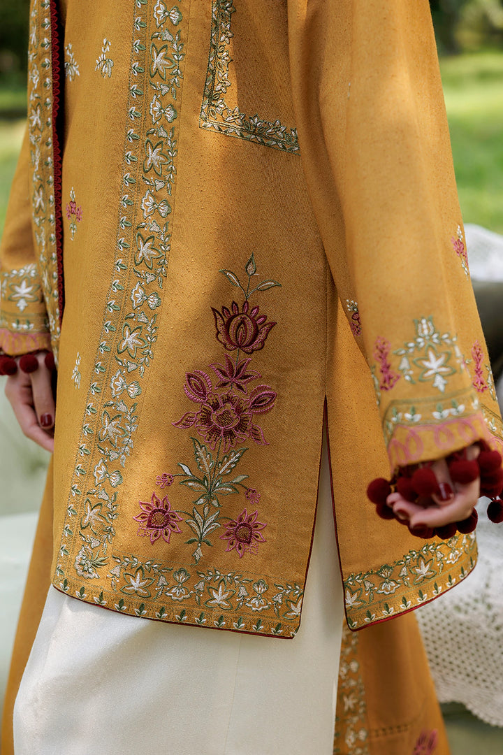 Amber Muse mustard premium karandi 3-piece with shirt, trouser and shawl, Panache Apparel Winter Garden - image 10 of 11