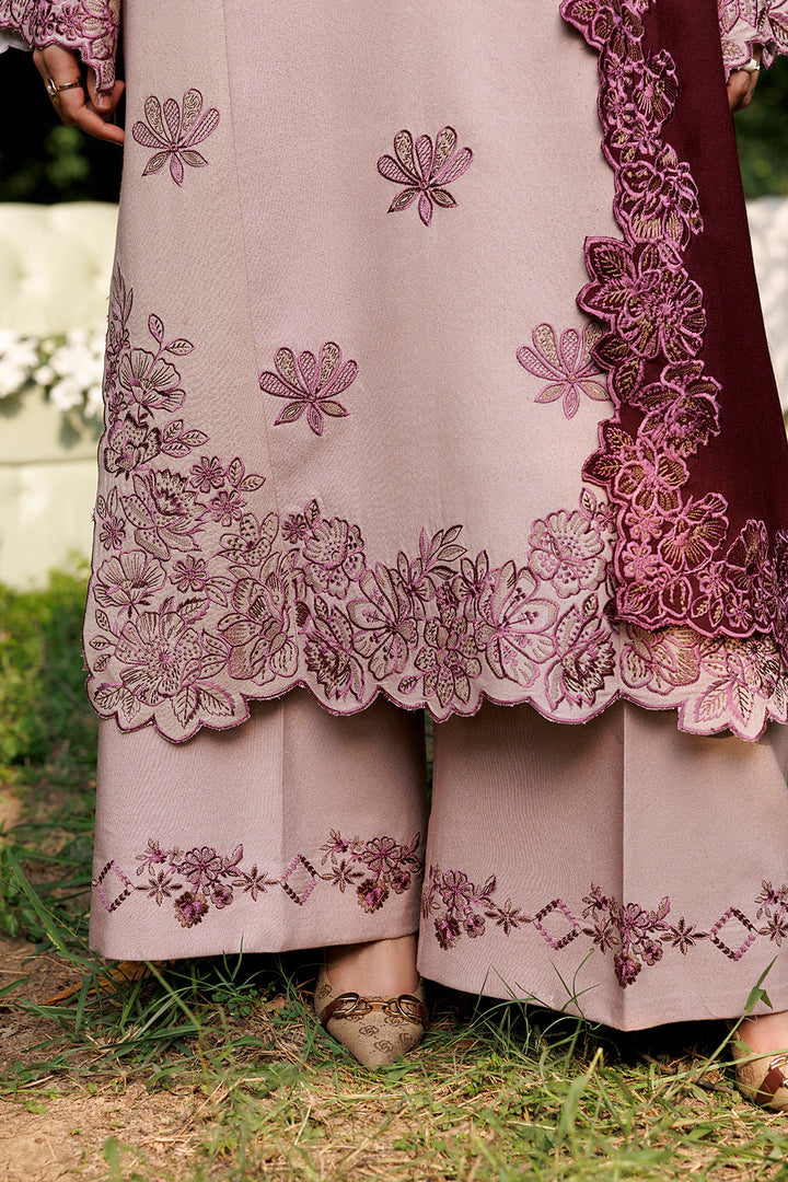 Vionne cream pink premium karandi 3-piece with plum shawl, Panache Apparel Winter Garden - image 7 of 8
