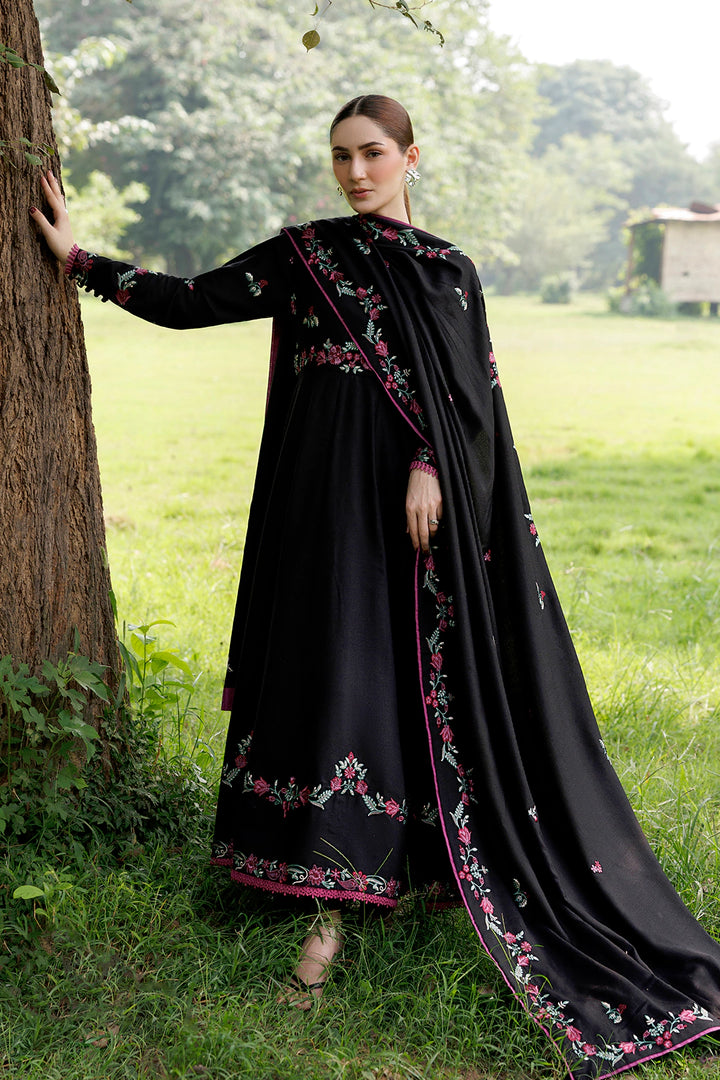 Night Bloom black premium karandi 3-piece with shirt, trouser and shawl, Panache Apparel Winter Garden - image 5 of 10