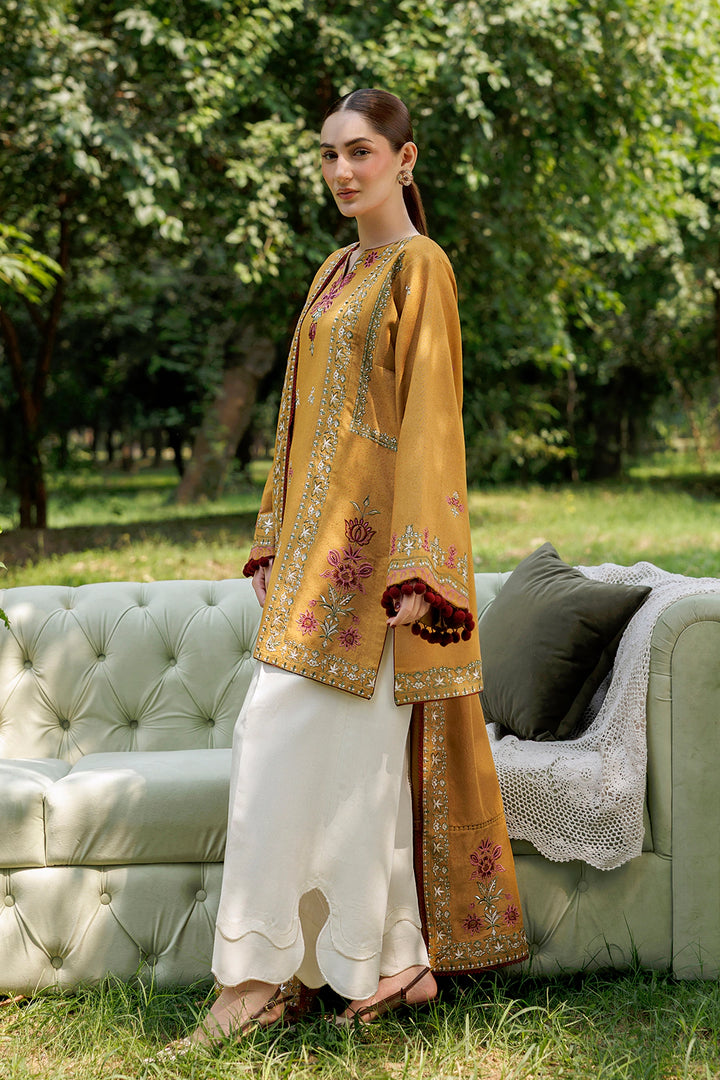 Amber Muse mustard premium karandi 3-piece with shirt, trouser and shawl, Panache Apparel Winter Garden - image 5 of 11